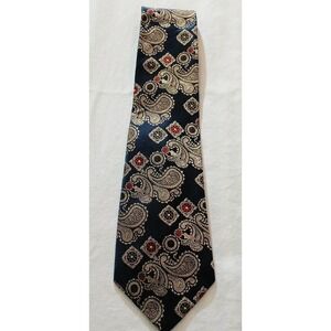 Shinsegae's Tie Mens Navy Gold Paisley 100% Silk Necktie Formal Dress Wear